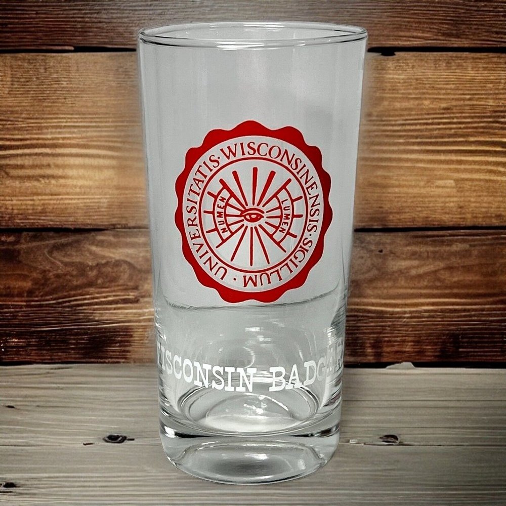 University Of Wisconsin Badgers High Ball Glass Tumbler w/ School Seal‎